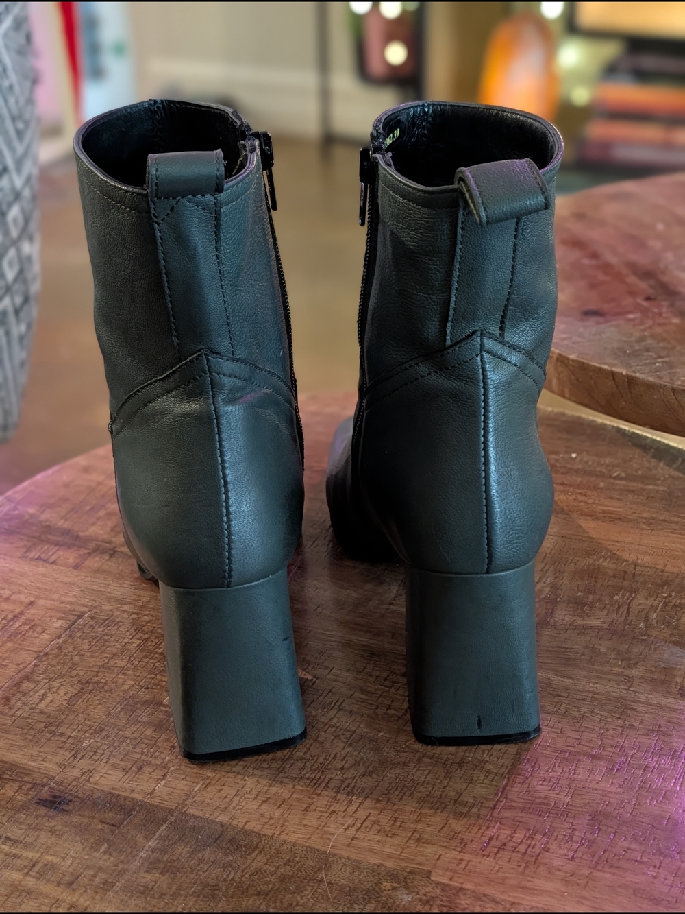 Davos Gomma Classic Dark Green Block Heel Ankle Boots - Women - Picture 5 of 6